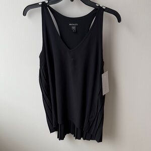 Athleta Black V-Neck Pleated Tank Top